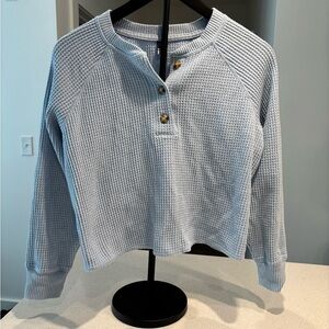 Old Navy Light Blue Knit Henley Top, Size SP